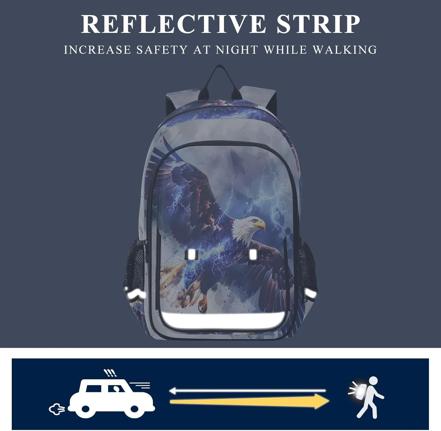 senya School Backpack Kids College Rucksack Travel Bookbag Fashion Back Pack Girls Boys Eagle Surrounded Blue Lightning Hand
