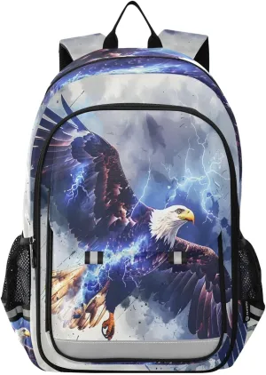 senya School Backpack Kids College Rucksack Travel Bookbag Fashion Back Pack Girls Boys Eagle Surrounded Blue Lightning Hand