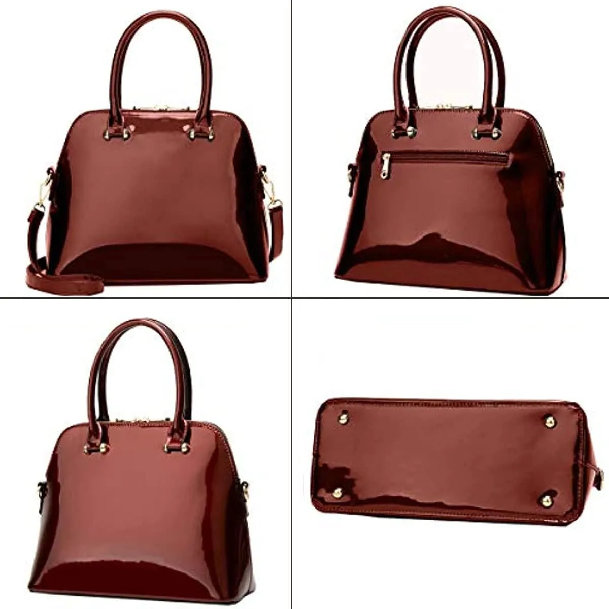 Shiny Patent Leather Handbags and Purses for Women Glossy Shell Shoulder Bag Top Handle Totes Evening Party Satchel