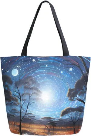 Shoulder Bag for Women Canvas Tote Bag Meteor Firefly Handbags for Mom Sister Teacher Friend