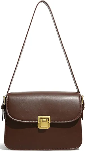 Shoulder Bag for Women Crossbody Purses Trendy PU Leather Purse Retro Classic Women's Shoulder Handbags Dark Brown Mini Purses for Women Small Saddle Bag with 2 Removable Strap