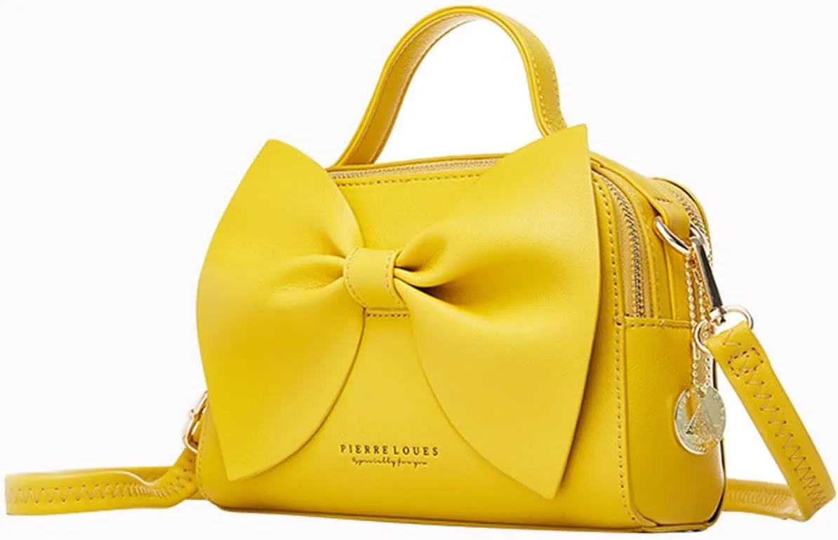 Shoulder Bag for Women PU Leather Purse Bowknot Handbag Fashion Top-Handle Satchel Ladies Crossbody