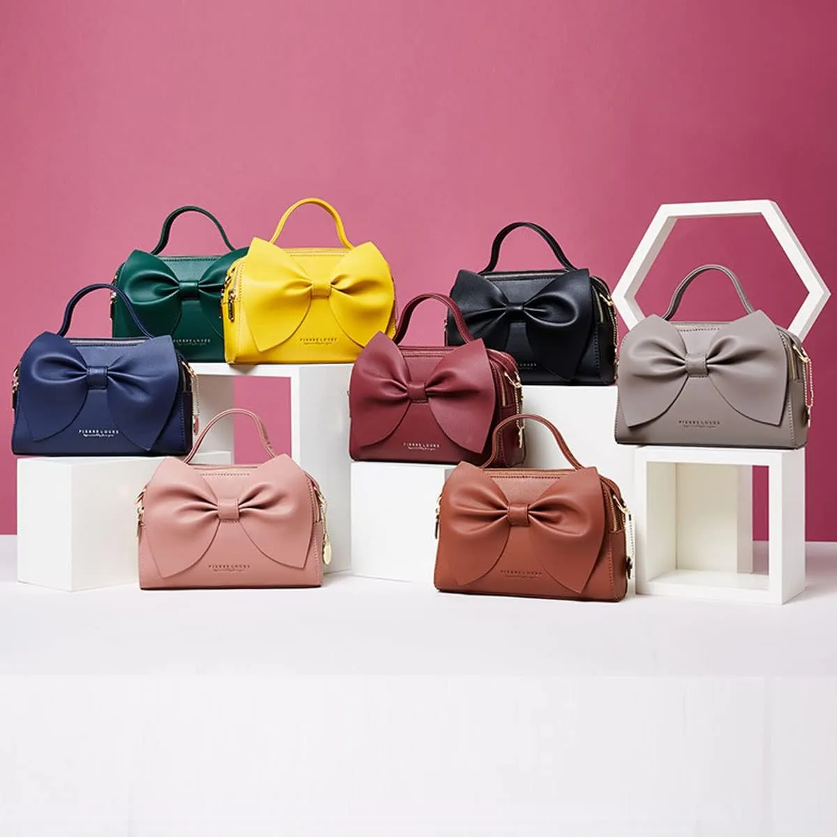 Shoulder Bag for Women PU Leather Purse Bowknot Handbag Fashion Top-Handle Satchel Ladies Crossbody