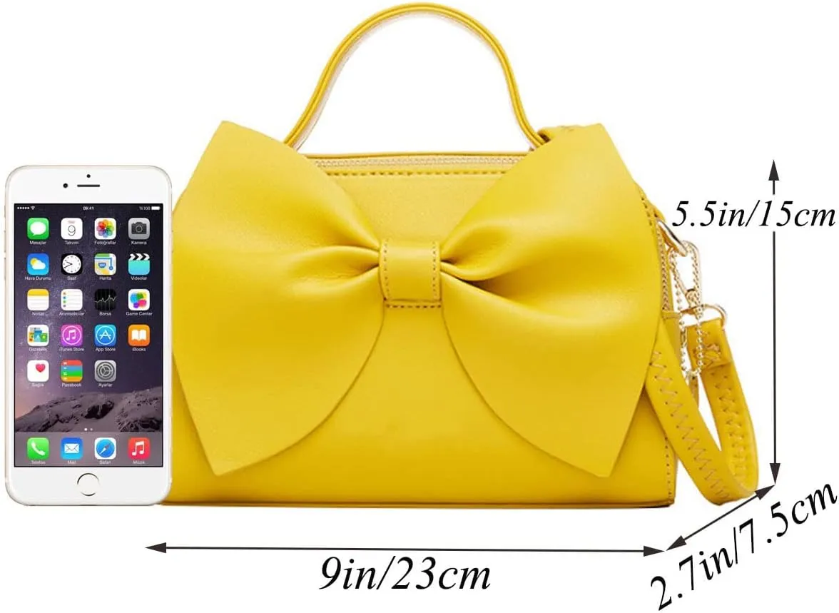 Shoulder Bag for Women PU Leather Purse Bowknot Handbag Fashion Top-Handle Satchel Ladies Crossbody