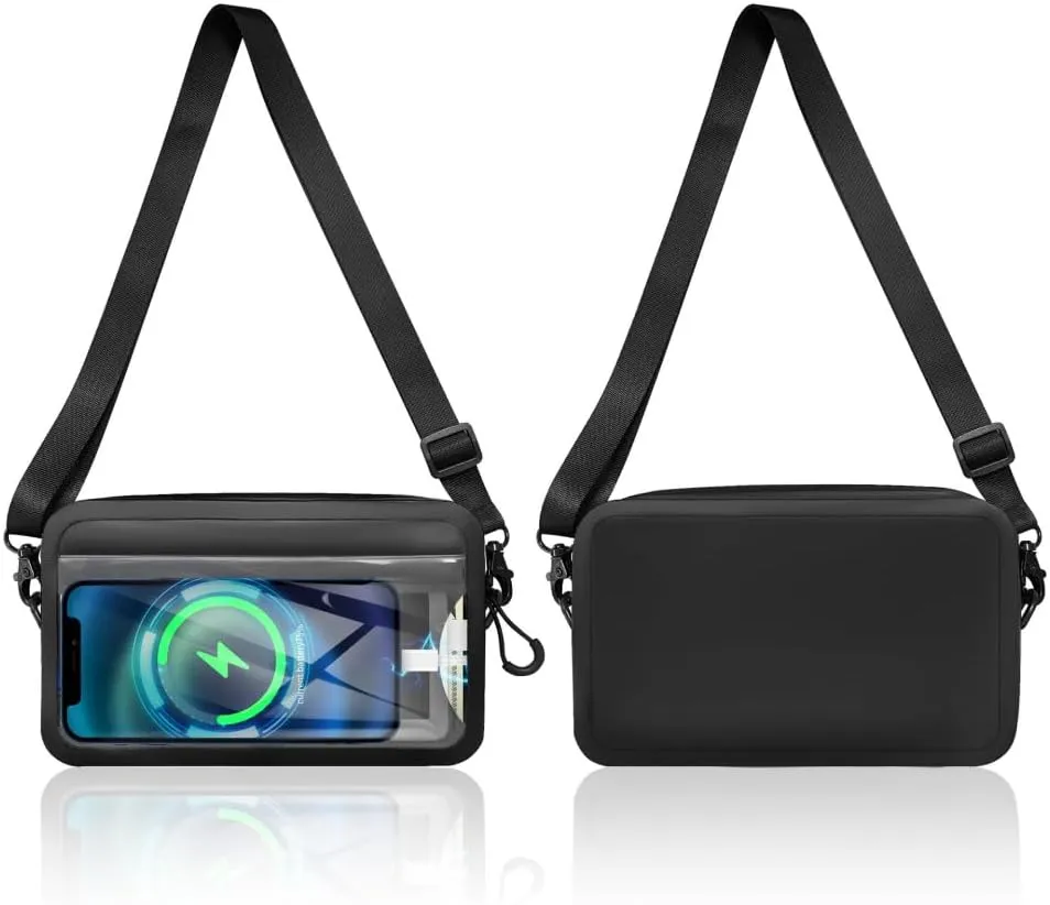 Shoulder crossbody waterproof bag airtight zipper portable touch screen