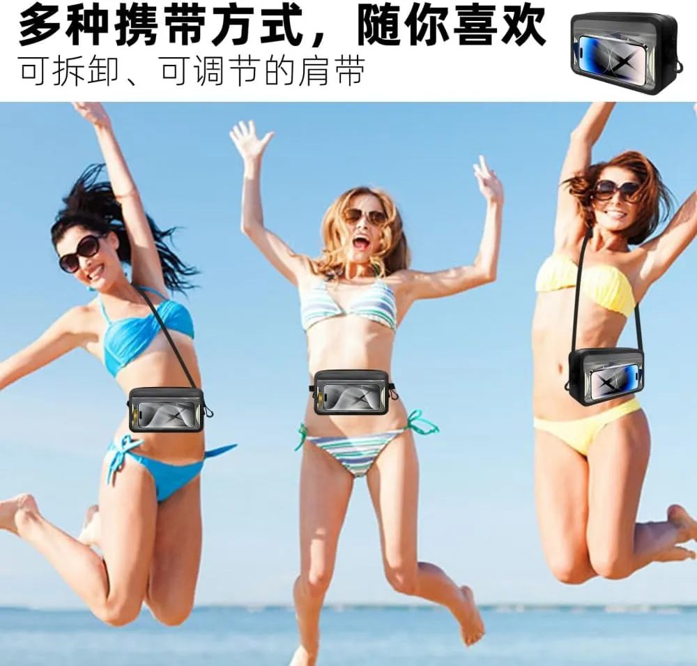 Shoulder crossbody waterproof bag airtight zipper portable touch screen