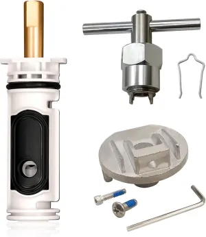 Shower Cartridge Replacement for 1222 with Cartridge Puller and Updated Metal Handle Adapter, One Handle Bathtub Faucet Rebuild Kit, Compatible with Posi Temp Tub and Shower Faucet