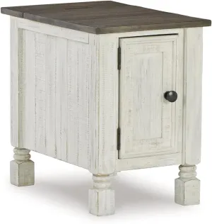 Signature Design by Ashley Havalance French Country Chair Side End Table, White & Gray
