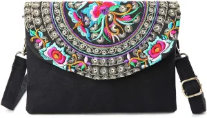 SILKAREA Embroidered Cute Mini Crossbody Bag for Women Small Handbags Wristlet Wallet Bag Cell-phone Pouch Coin Purse
