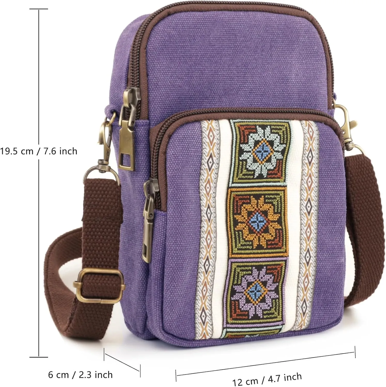 SILKAREA Women Canvas Cell Phone Purse Crossbody Bag Embroidered Small Shoulder Bags Handbags Credit Card Wallet Pouch