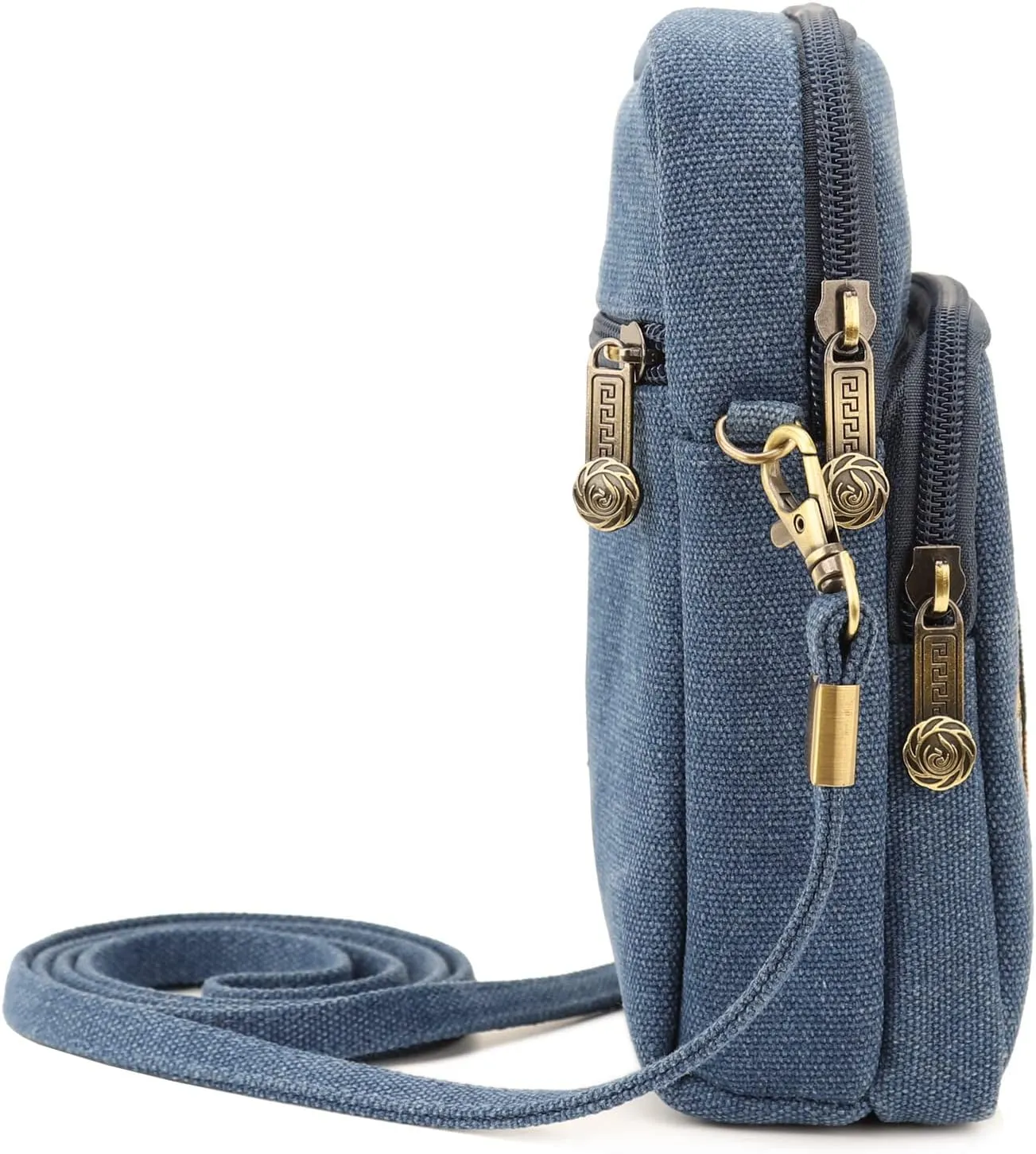 SILKAREA Women Canvas Cell Phone Purse Crossbody Bag Embroidered Small Shoulder Bags Handbags Credit Card Wallet Pouch
