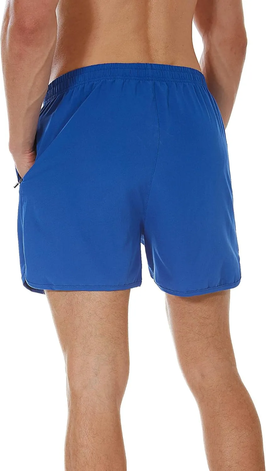 SILKWORLD Men's Running Stretch Quick Dry Shorts with Zipper Pockets(Pack of 2,3)