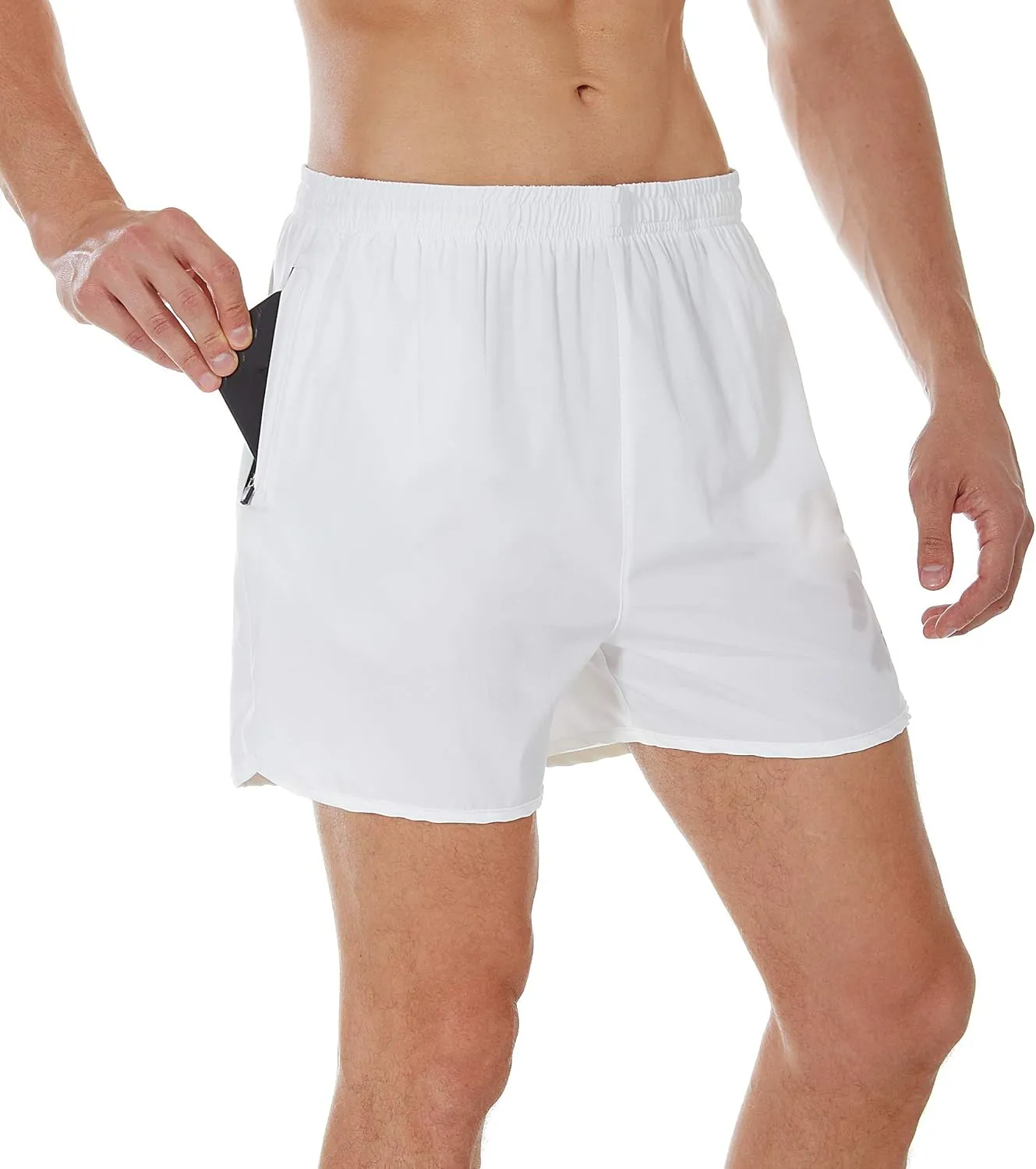 SILKWORLD Men's Running Stretch Quick Dry Shorts with Zipper Pockets(Pack of 2,3)
