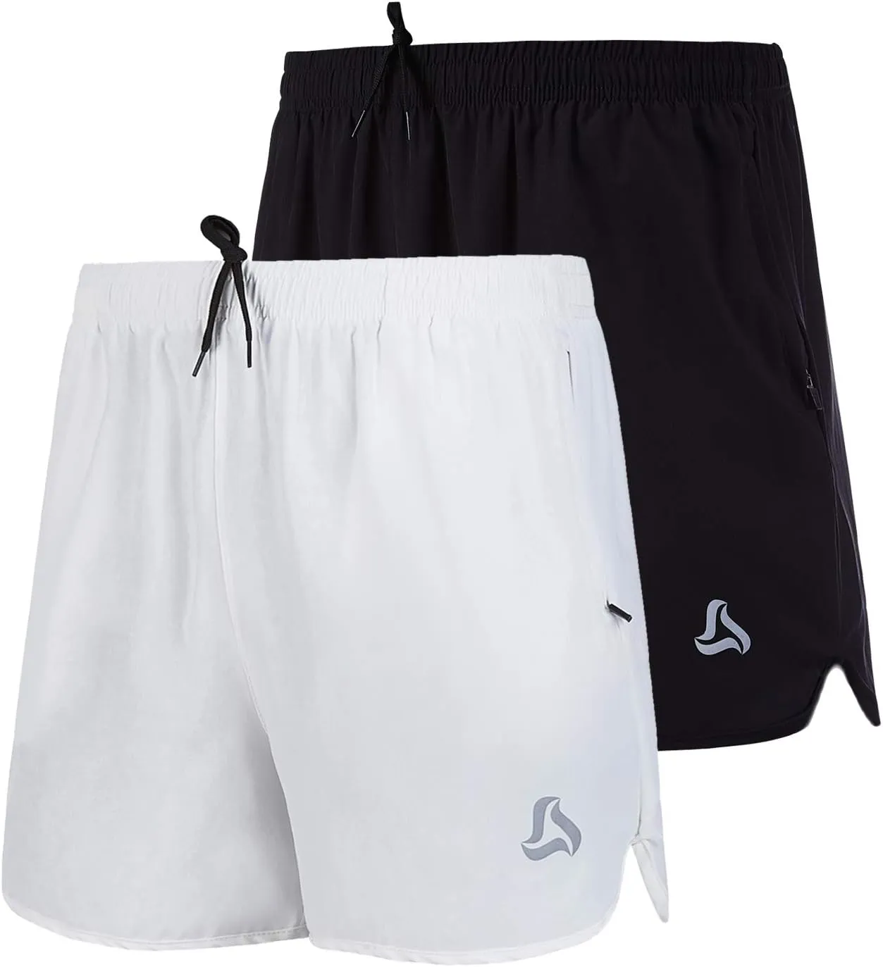SILKWORLD Men's Running Stretch Quick Dry Shorts with Zipper Pockets(Pack of 2,3)