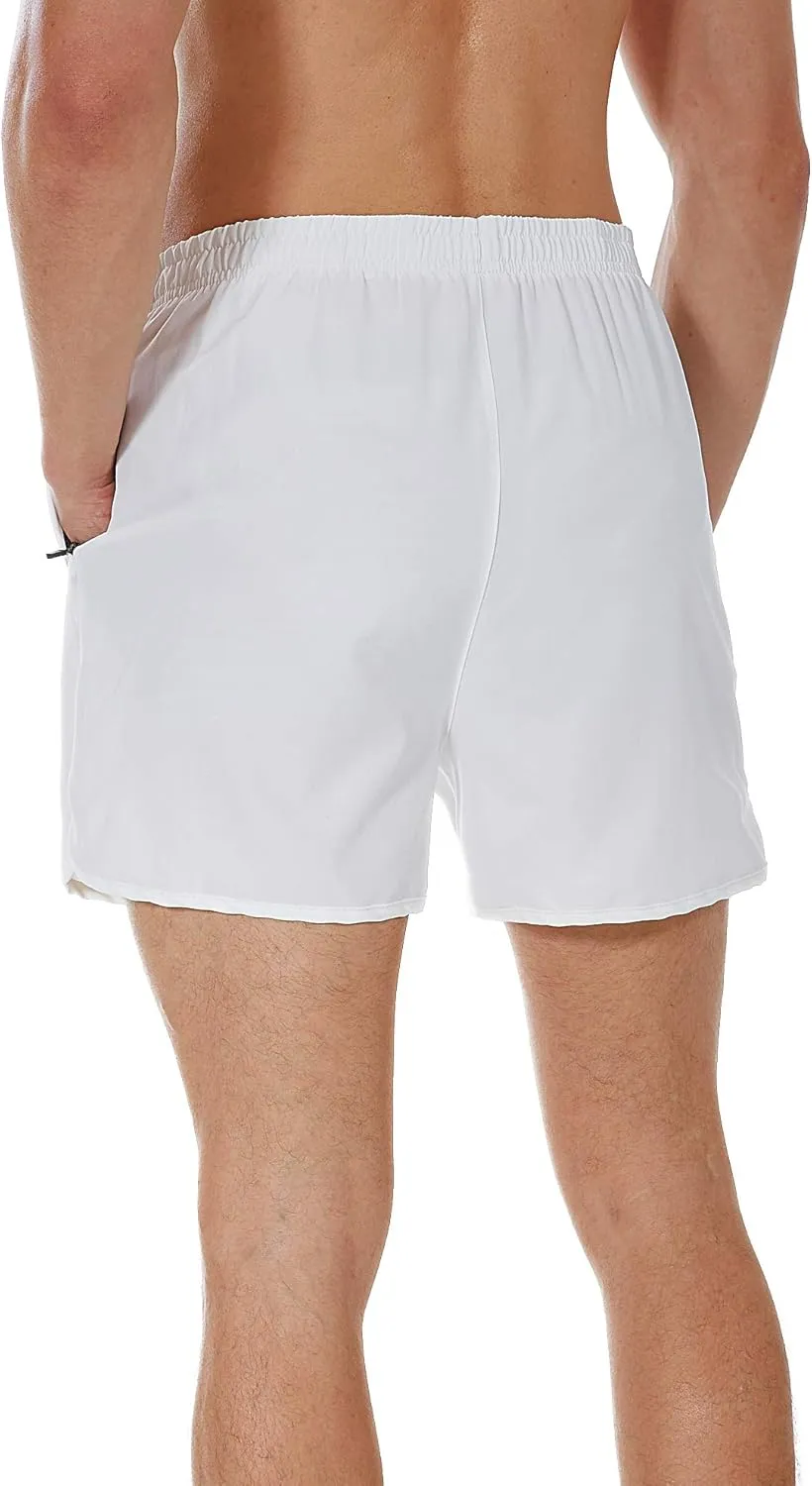 SILKWORLD Men's Running Stretch Quick Dry Shorts with Zipper Pockets(Pack of 2,3)