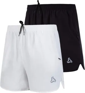 SILKWORLD Men's Running Stretch Quick Dry Shorts with Zipper Pockets(Pack of 2,3)