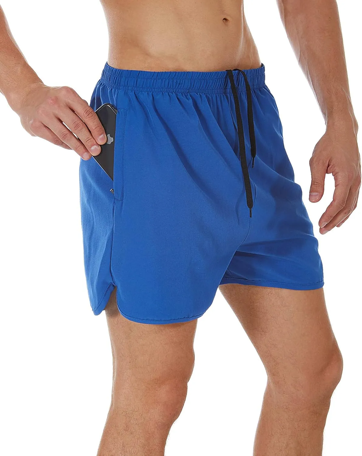 SILKWORLD Men's Running Stretch Quick Dry Shorts with Zipper Pockets(Pack of 2,3)