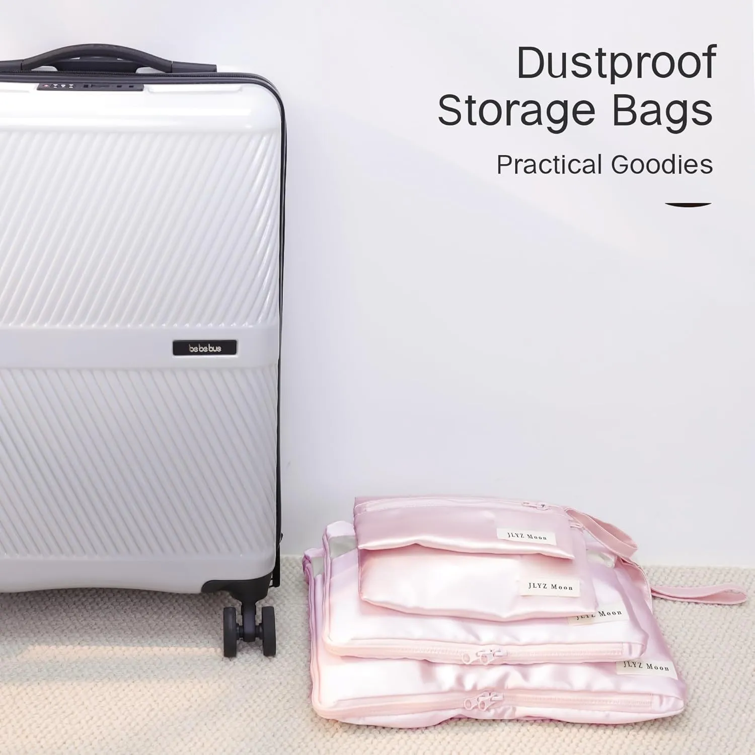 Silky Travel Packing Organizer, Luggage Organizer Bag with Zipper, Soft and Smooth, Lightweight and Foldable, Large Size, Fit for Daily and Travel Storage(Large, Pink)