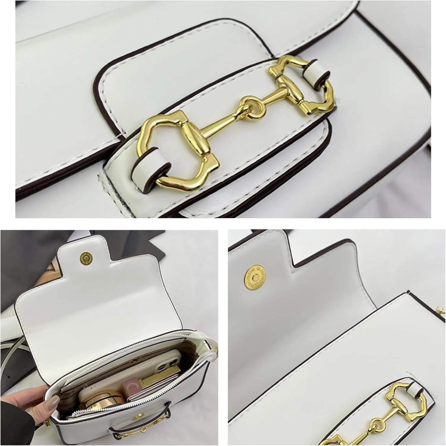 Simple Saddle Crossbody Bag with Gold Hardware, Small Flap Purse for Women, 5 Colors Available