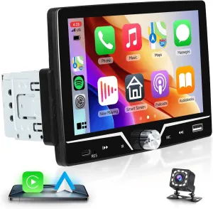 Single Din Car Stereo Carplay Android Auto, Driauto 7 Inch HD Touch Screen Car Radio with Bluetooth Single Din Mirror Link FM Radio with Backup Camera EQ, Car Audio Receiver Support USB/Type-C SWC