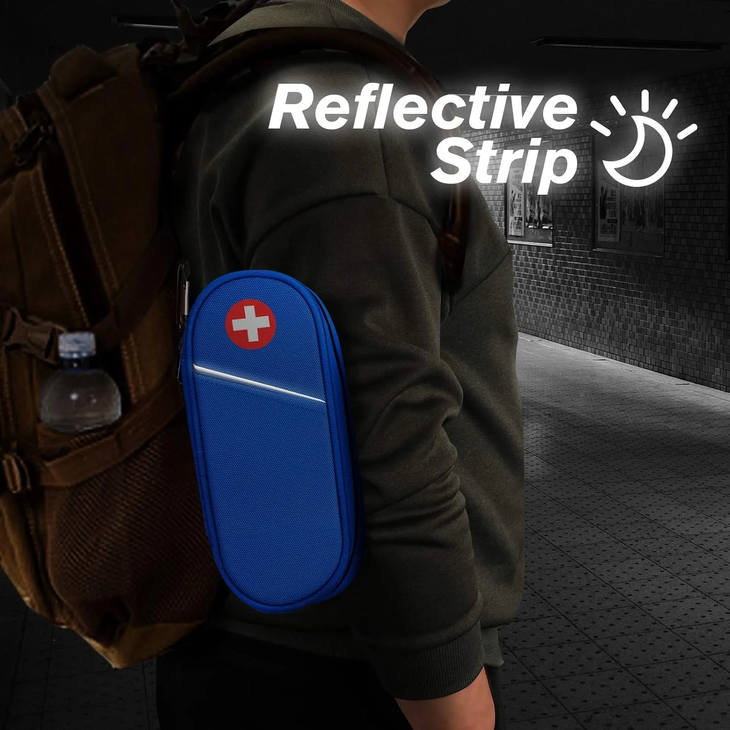 SITHON EpiPen Medical Carrying Case Insulated, Travel Medication Organizer Bag Emergency Medical Pouch Holds 2 EpiPens, Asthma Inhaler, Anti-Histamine, Auvi-Q, Allergy Medicine Essentials, Blue