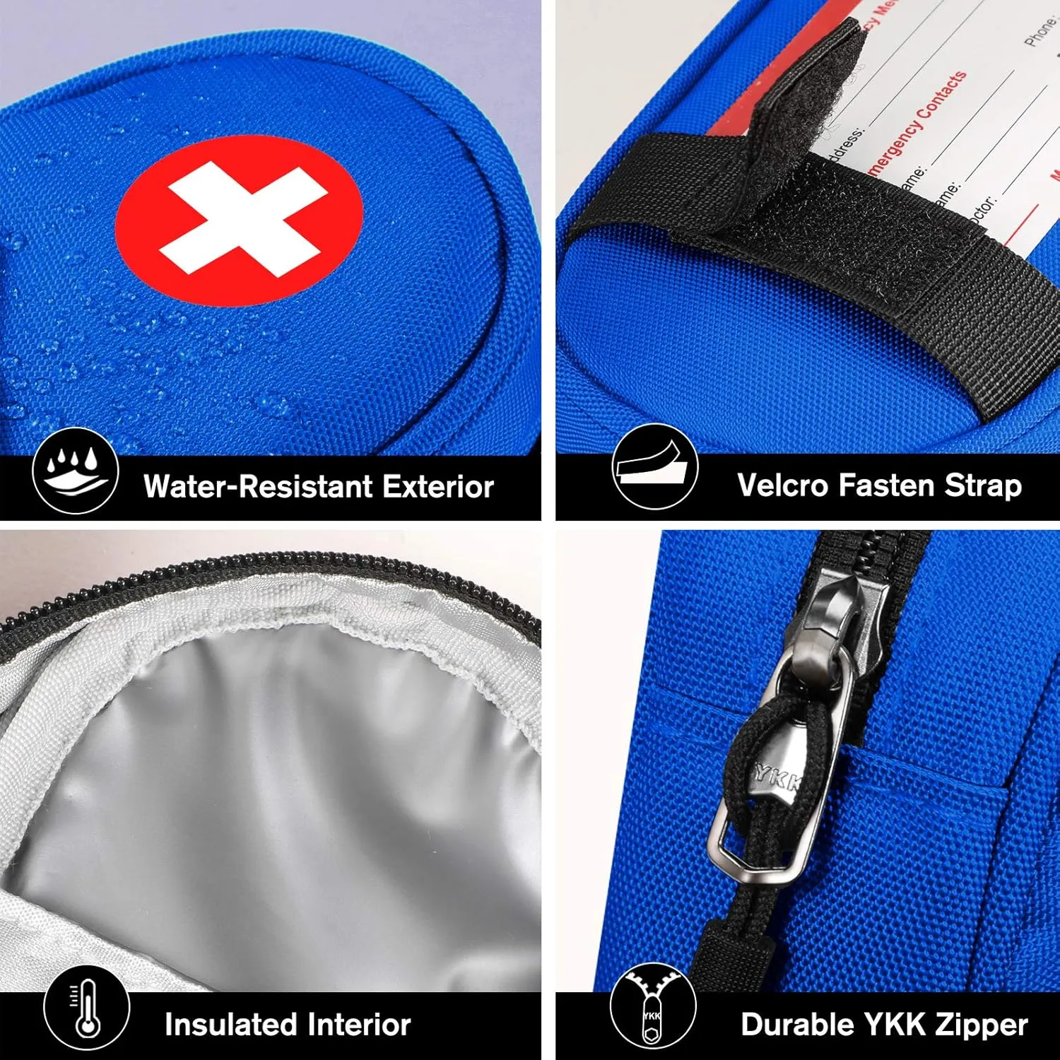 SITHON EpiPen Medical Carrying Case Insulated, Travel Medication Organizer Bag Emergency Medical Pouch Holds 2 EpiPens, Asthma Inhaler, Anti-Histamine, Auvi-Q, Allergy Medicine Essentials, Blue