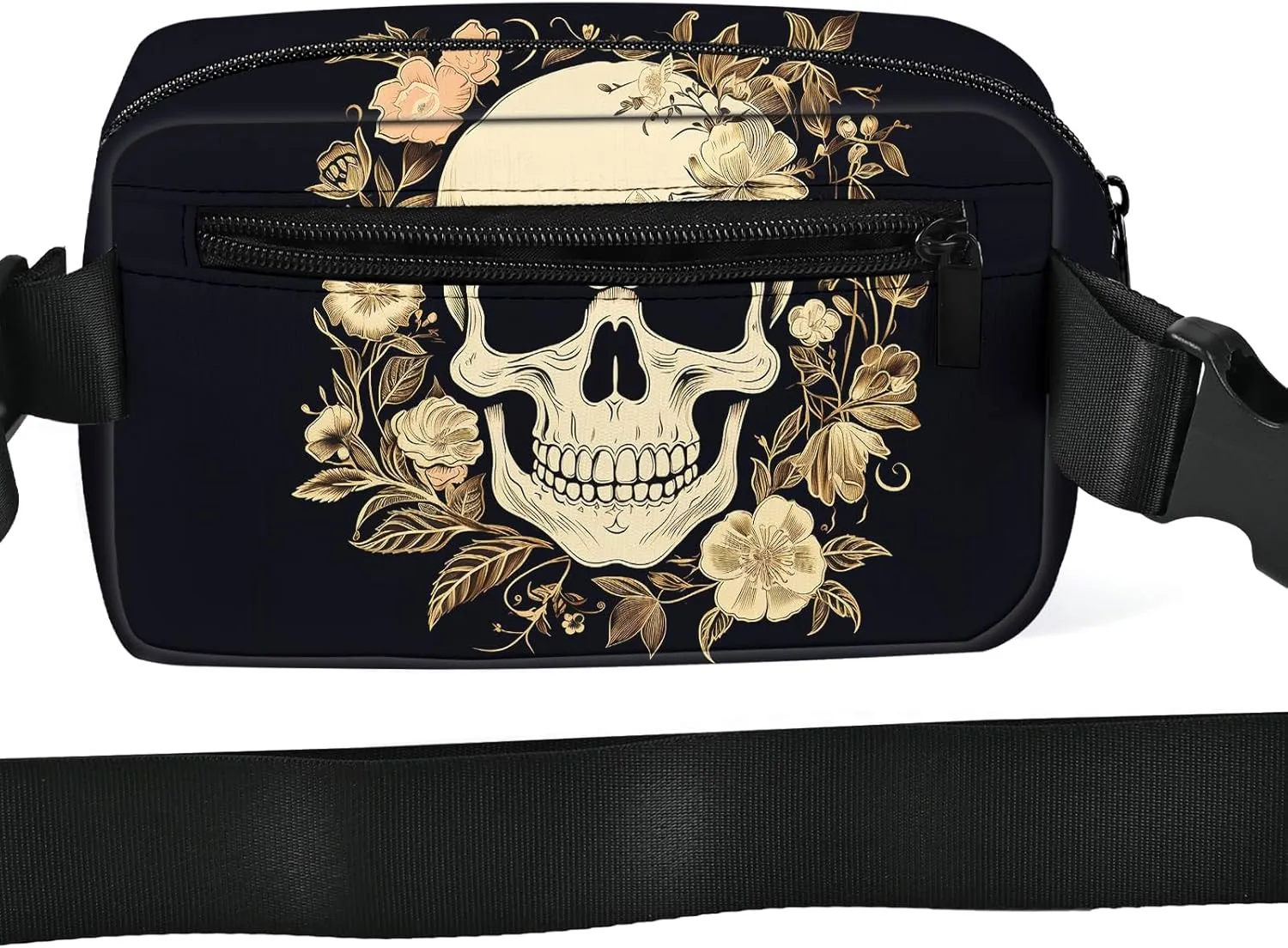 Skull Fanny Pack for Women Casual Belt Bag Waterproof Purse Lightweight Waist Bags with Adjustable Straps Wallet Travel Presents Workout