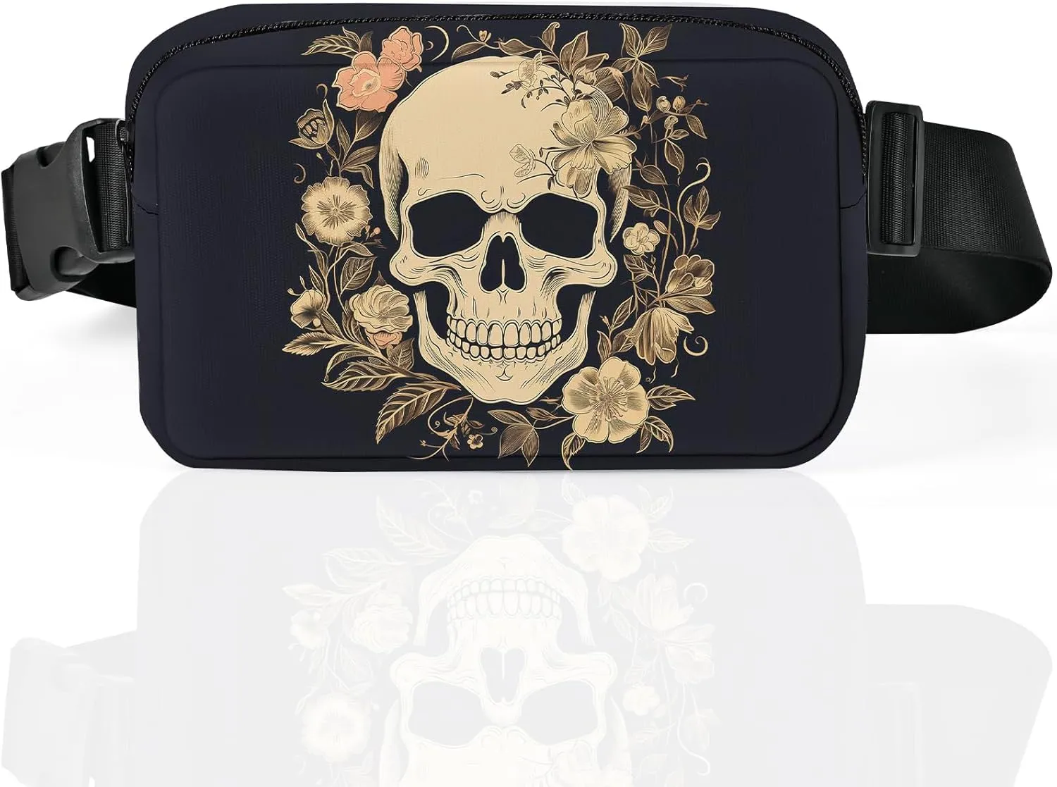 Skull Fanny Pack for Women Casual Belt Bag Waterproof Purse Lightweight Waist Bags with Adjustable Straps Wallet Travel Presents Workout