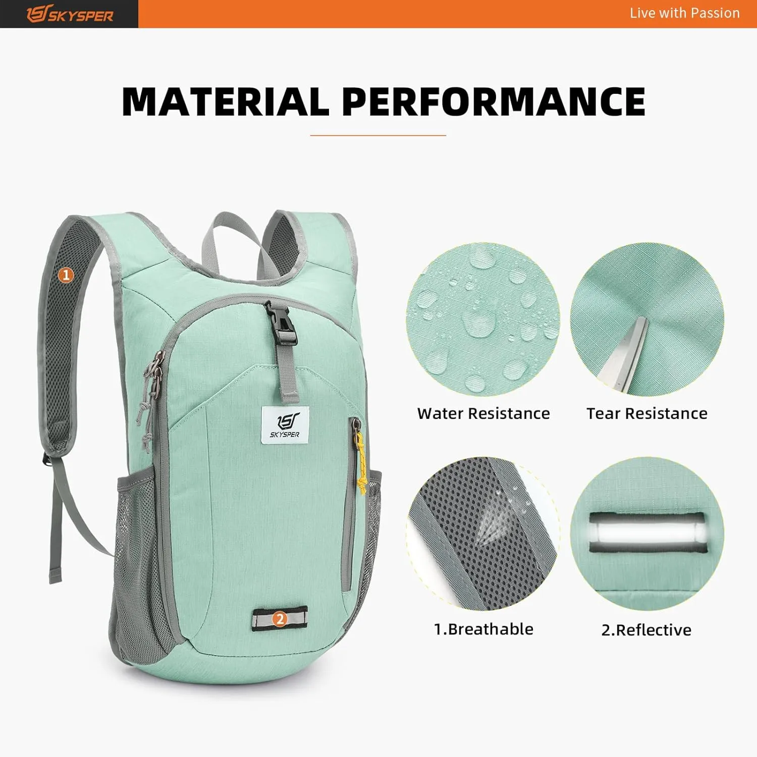 SKYSPER 10L Hiking Backpack Small Hiking Daypack Packable Lightweight Travel Day Pack for Women Men(Mintgreen)