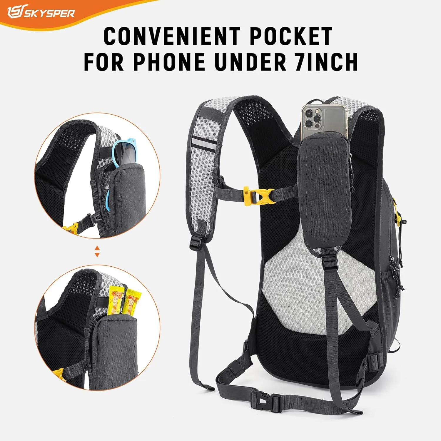 SKYSPER 15L Hiking Backpack Small Travel Daypack Breathable Lightweight Day Hike Bag with Shoulder Pocket Women Men