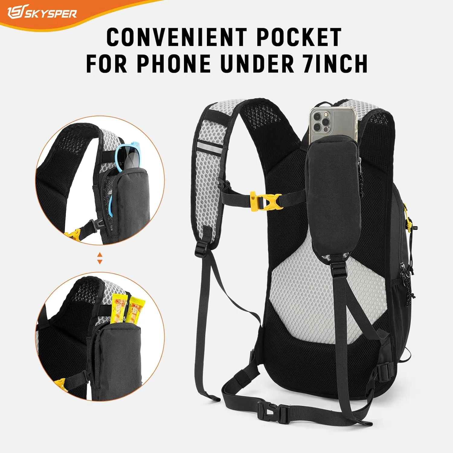 SKYSPER 15L Hiking Backpack Small Travel Daypack Breathable Lightweight Day Hike Bag with Shoulder Pocket Women Men