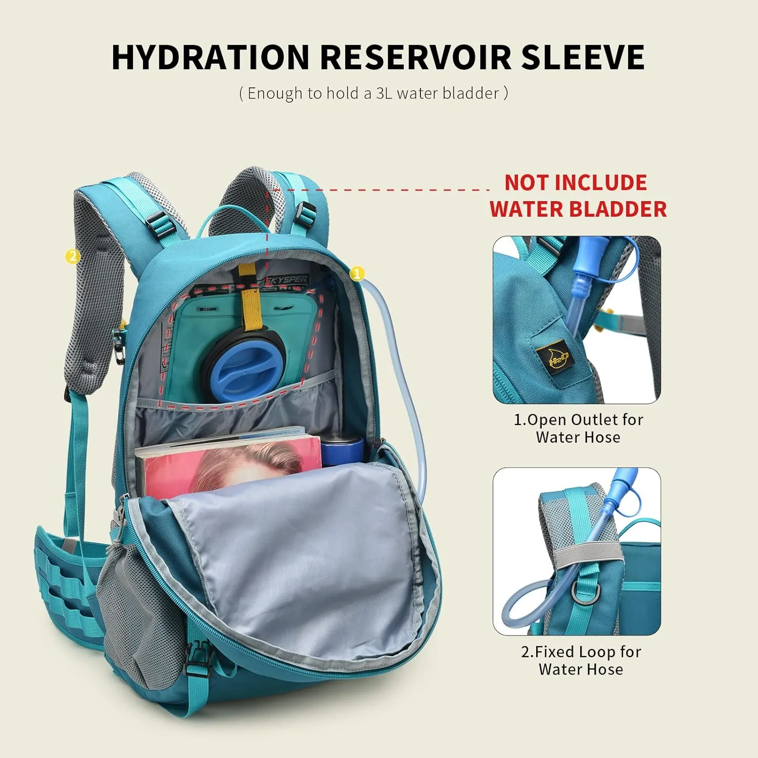 SKYSPER Hiking Backpack for Men Women, 35L Travel Backpack Waterproof Camping Backpack Outdoor Lightweight Daypack