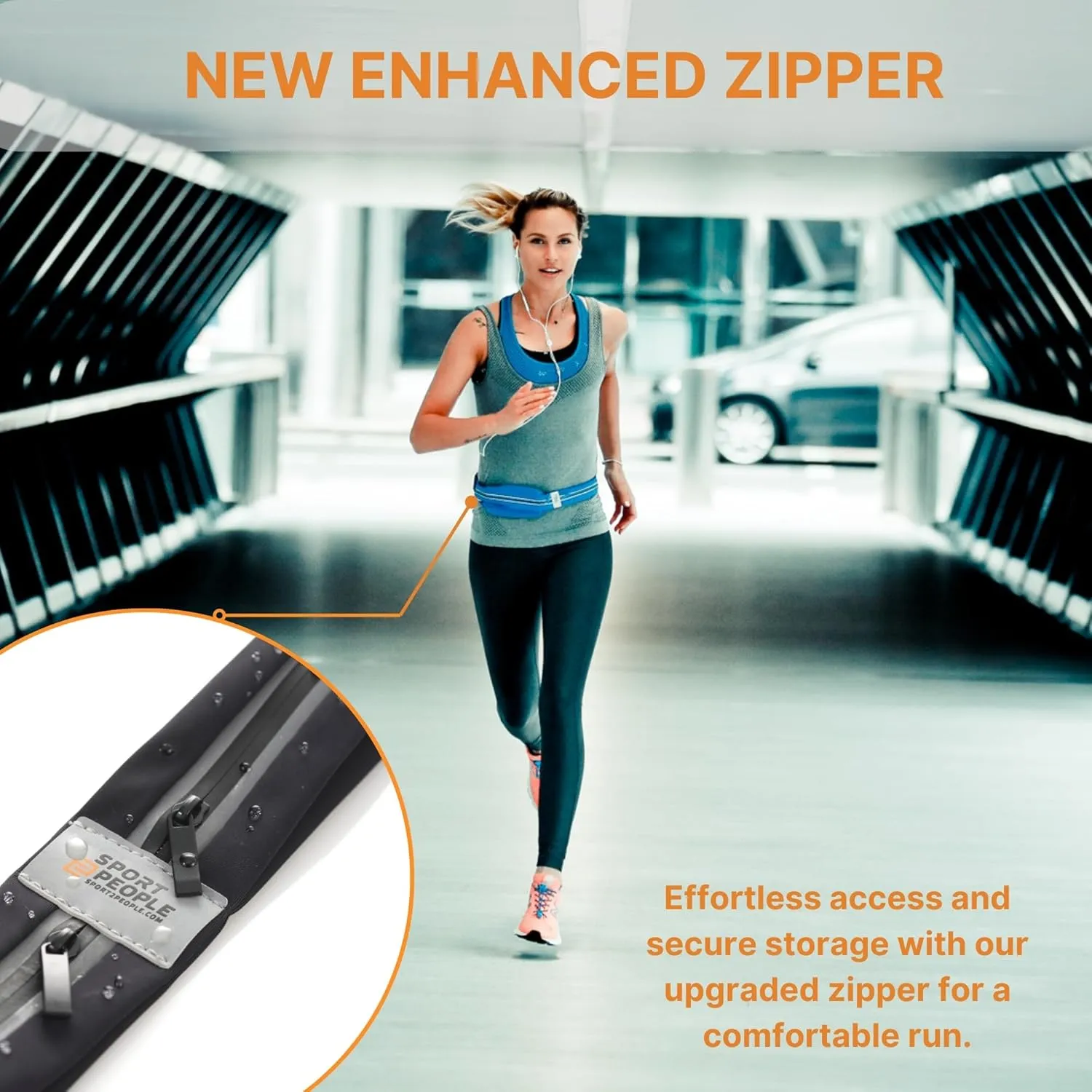 Slim Running Belt for Women and Men, Waterproof Phone Holder for Running, Reflective 2-Pocket Waist Pack for Storing Runner’s Essentials Safely, Runner’s Fanny Pack, Money Belt Fits Most Phones