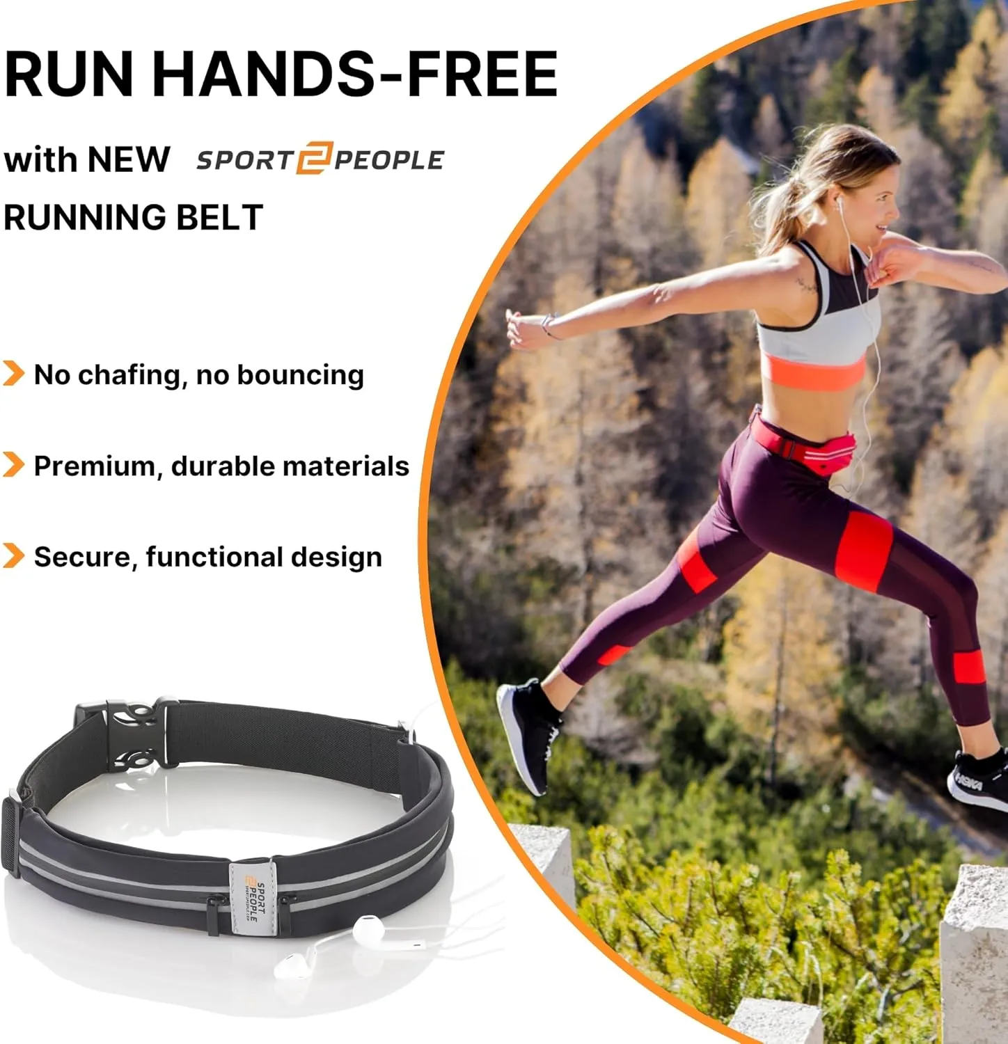 Slim Running Belt for Women and Men, Waterproof Phone Holder for Running, Reflective 2-Pocket Waist Pack for Storing Runner’s Essentials Safely, Runner’s Fanny Pack, Money Belt Fits Most Phones