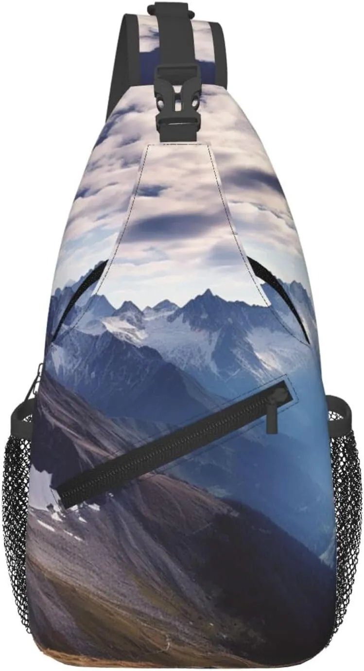Sling Backpack Bag For Men Alps Panorama Cross Chest Bag Crossbody Shoulder Bag Travel Hiking Daypack