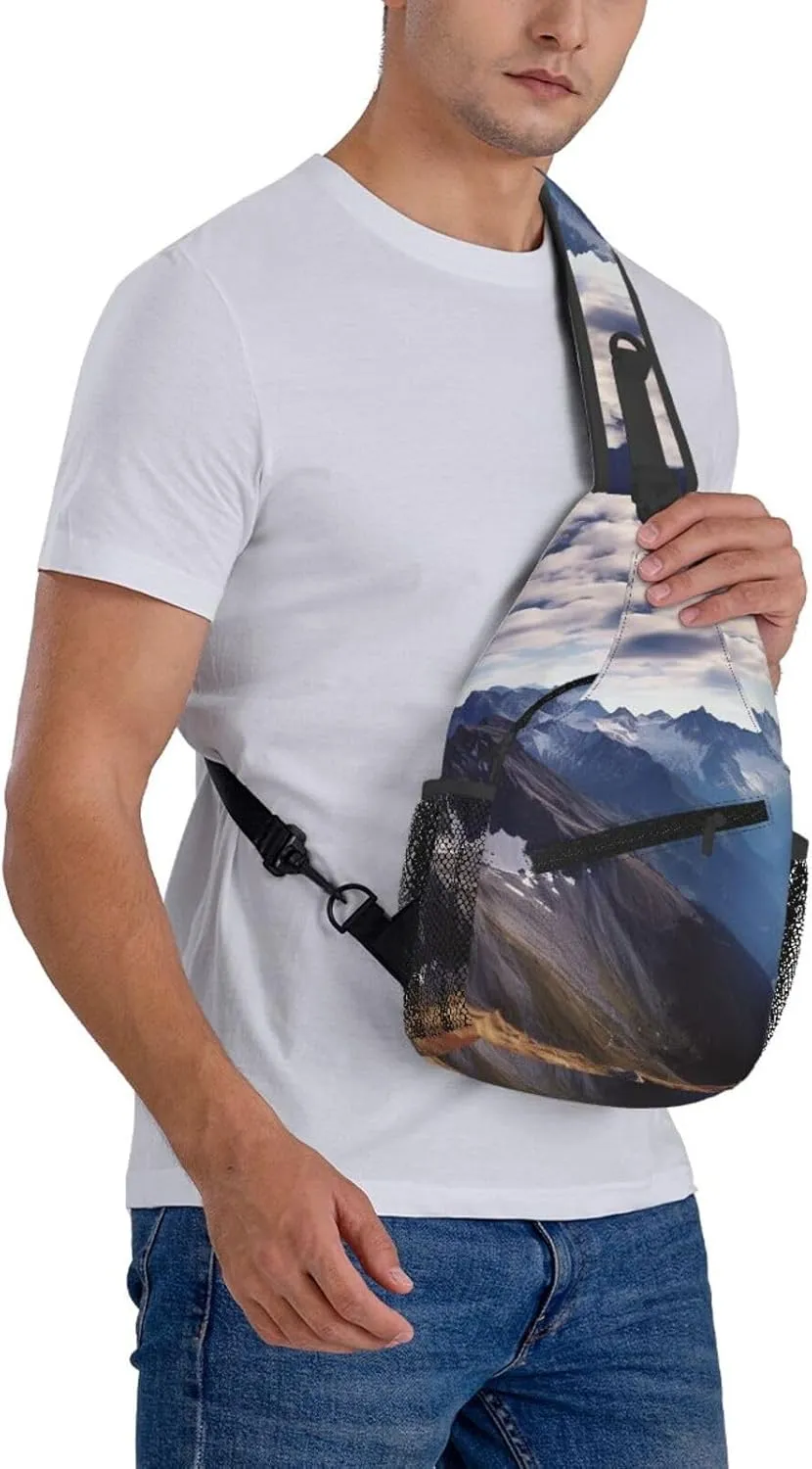 Sling Backpack Bag For Men Alps Panorama Cross Chest Bag Crossbody Shoulder Bag Travel Hiking Daypack