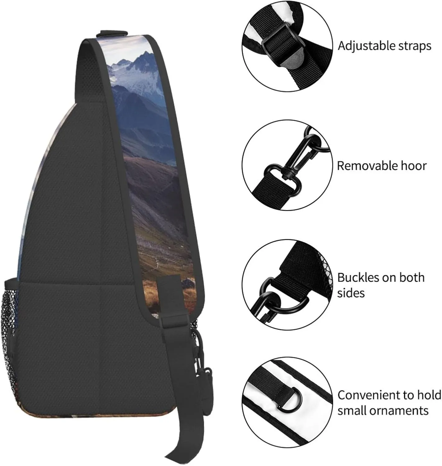 Sling Backpack Bag For Men Alps Panorama Cross Chest Bag Crossbody Shoulder Bag Travel Hiking Daypack