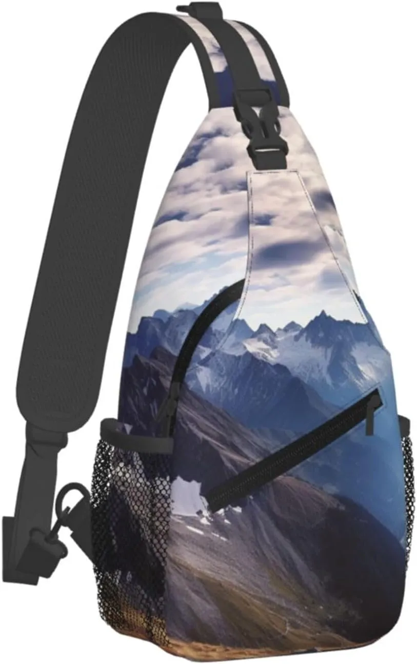 Sling Backpack Bag For Men Alps Panorama Cross Chest Bag Crossbody Shoulder Bag Travel Hiking Daypack