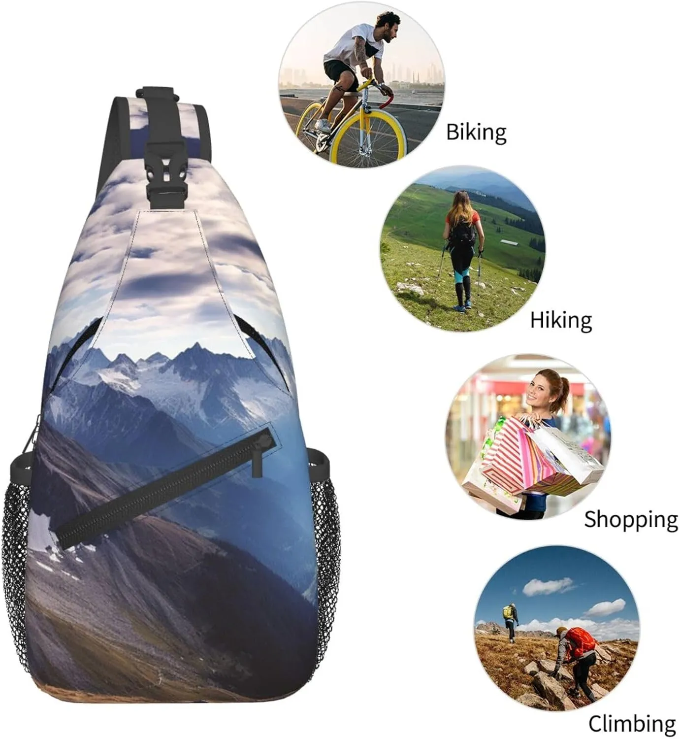 Sling Backpack Bag For Men Alps Panorama Cross Chest Bag Crossbody Shoulder Bag Travel Hiking Daypack