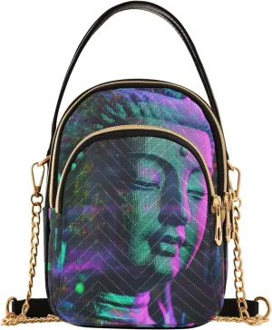 Sling Bag for Women Colorful Statues Print, Fashion Crossbody Handbags Purse with Chain Strap Top handle 5.91×3.15×8.27 Inches