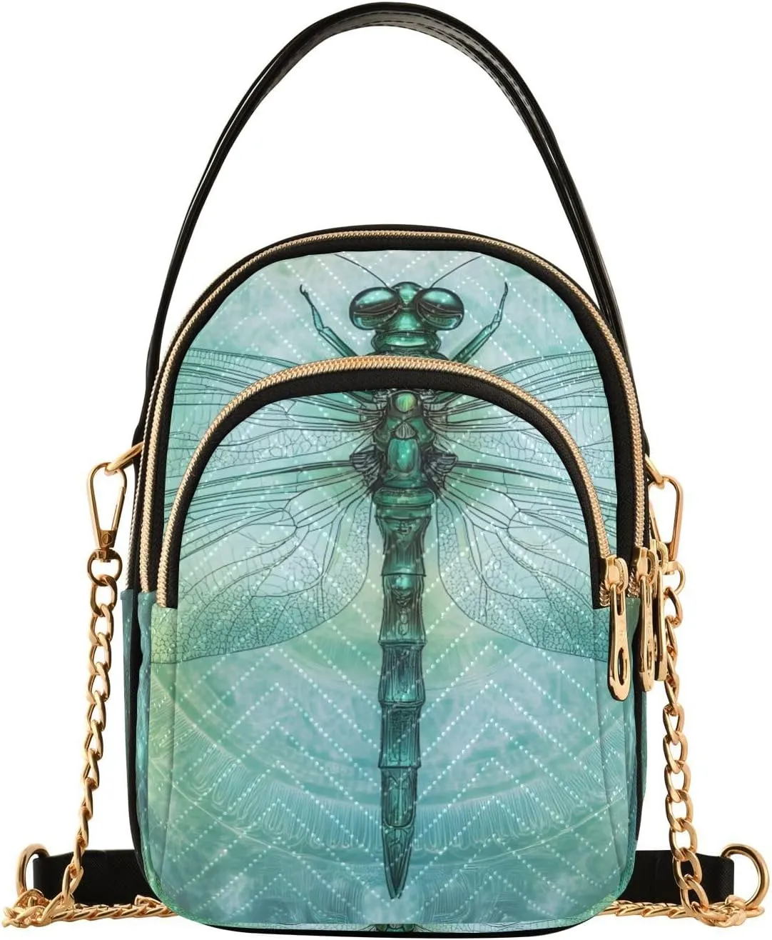 Sling Bag for Women Mysterious Green Animal Print, Fashion Crossbody Handbags Purse with Chain Strap Top handle 5.91×3.15×8.27 Inches