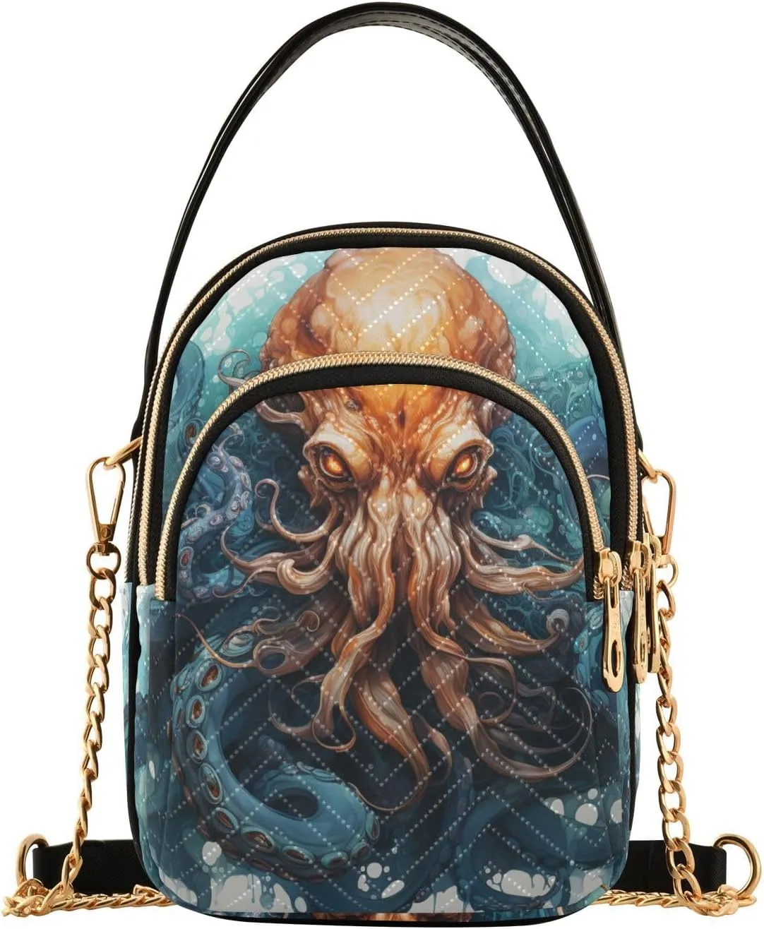 Sling Bag for Women-Mystical Sea Creature Print, Fashion Crossbody Handbags Purse with Chain Strap Top handle 5.91×3.15×8.27 Inches