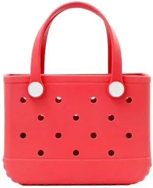 Small Beach Tote Bag, Waterproof Rubber Beach Tote Bag, Washable Durable Open Travel Totes for Boat Pool Sports
