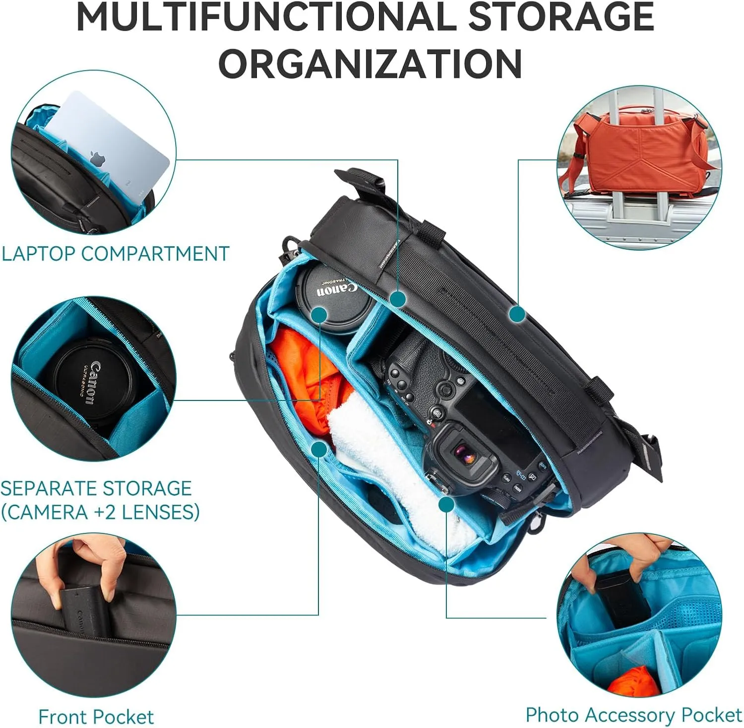 Small Camera Bag for Photographers,Compact Camera Shoulder Bag with Rain Cover