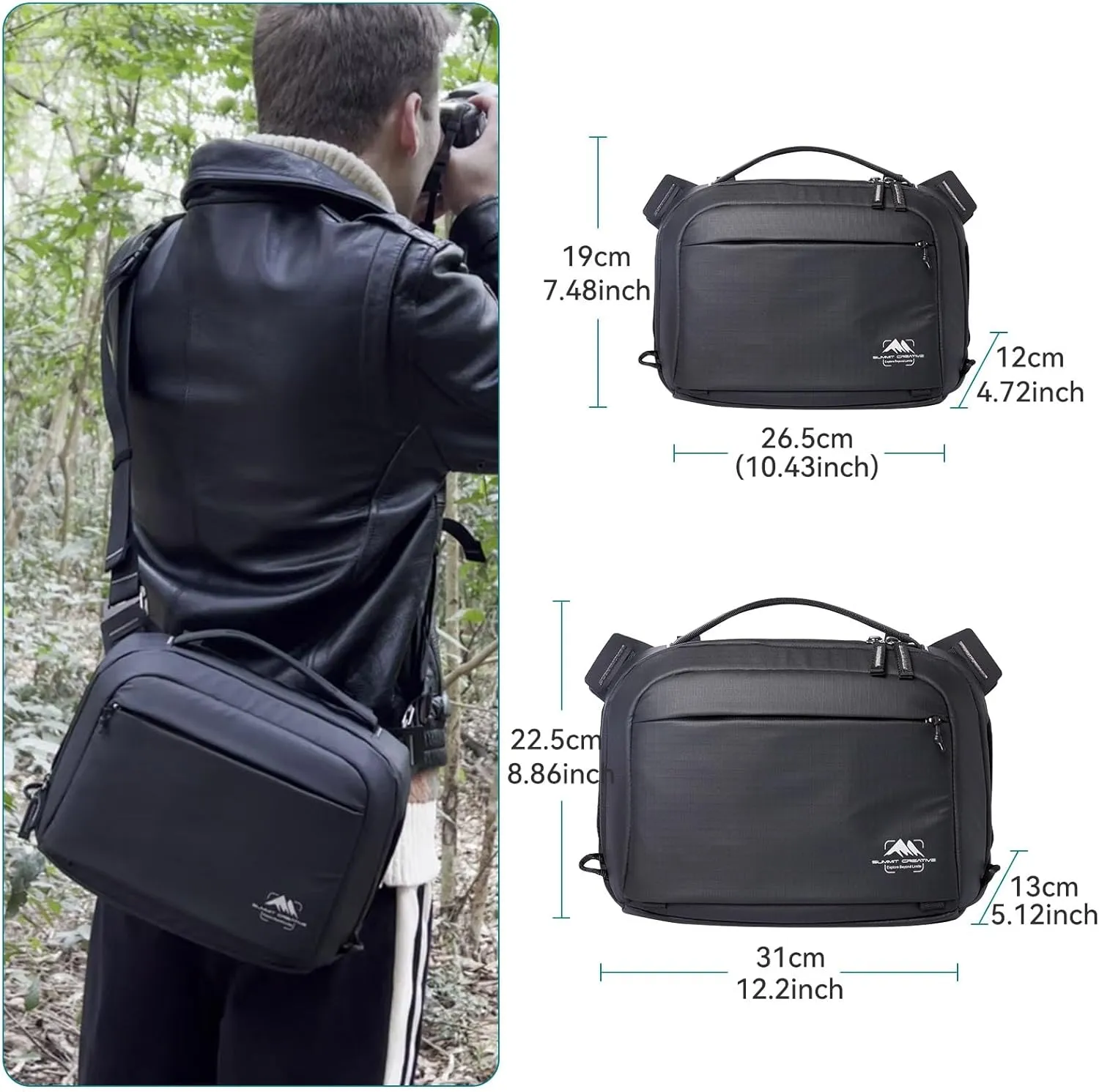 Small Camera Bag for Photographers,Compact Camera Shoulder Bag with Rain Cover