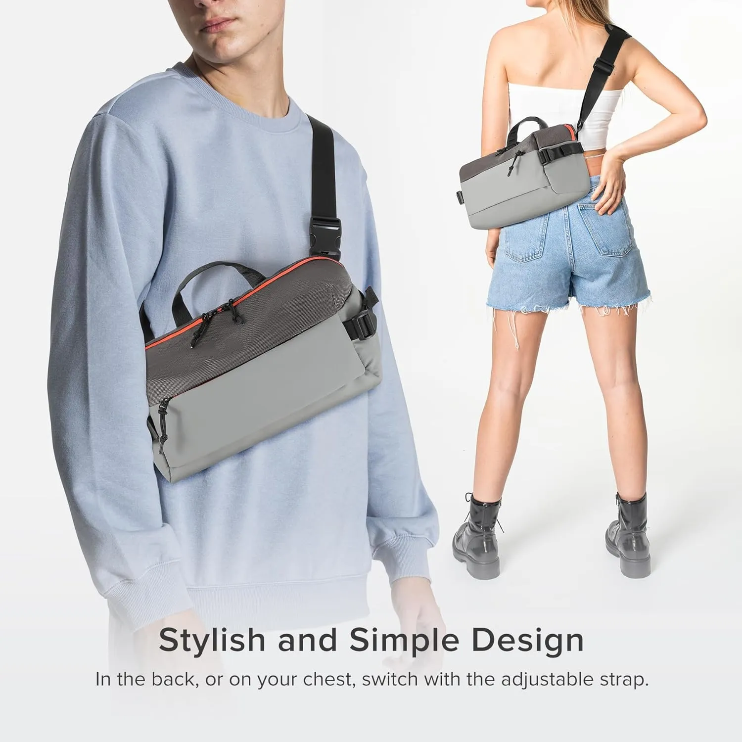 Small Camera Sling Bag for Travel Grey – Waterproof Crossbody DSLR Bag with Rain Cover & Tripod Holder, Ultra Lightweight Design Fits Canon/Nikon/Sony Mirrorless Cameras