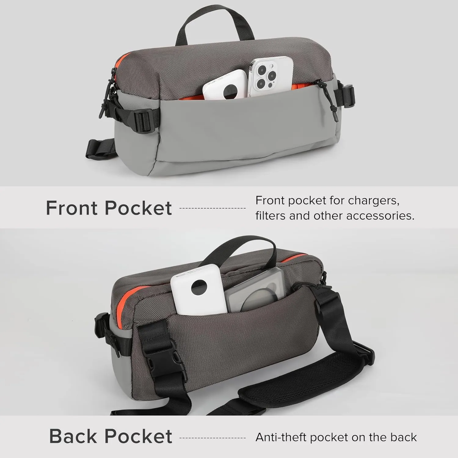 Small Camera Sling Bag for Travel Grey – Waterproof Crossbody DSLR Bag with Rain Cover & Tripod Holder, Ultra Lightweight Design Fits Canon/Nikon/Sony Mirrorless Cameras