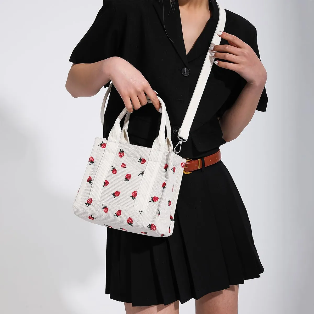Small Corduroy Tote Bag for Women Mini Crossbody Purses for TeensHandbags Shoulder Bags Satchel