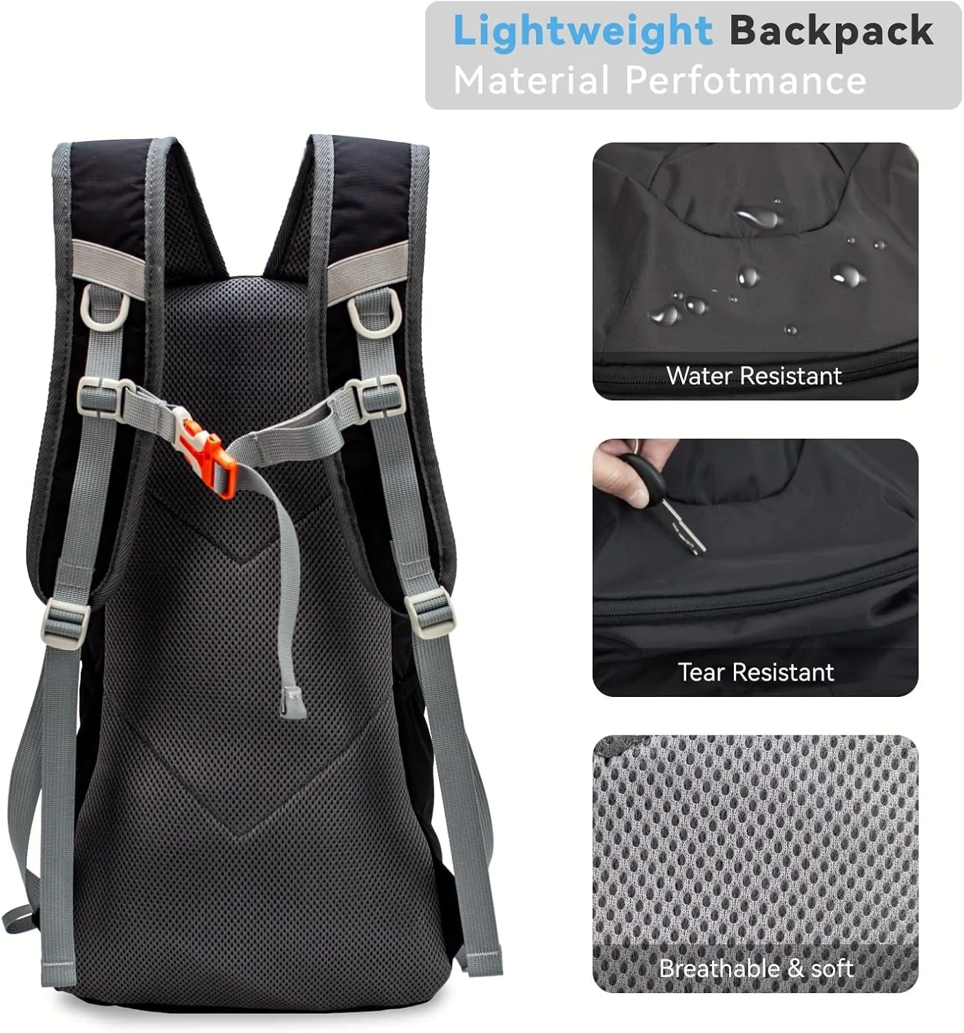Small Lightweight Hiking Backpack，25L Foldable Hiking Daypack Cycling Hydration Backpack Travel Camping Bag