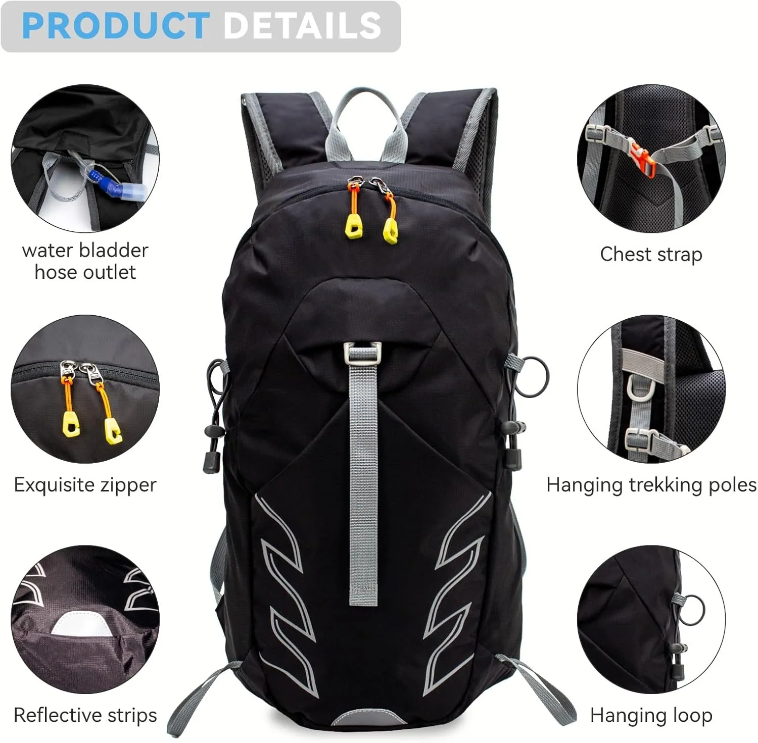 Small Lightweight Hiking Backpack，25L Foldable Hiking Daypack Cycling Hydration Backpack Travel Camping Bag